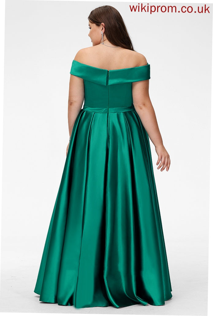 Neckline Fabric Straps&Sleeves Sleeveless Floor-Length Off-the-Shoulder Satin Length BackStyle Kaydence Bridesmaid Dresses