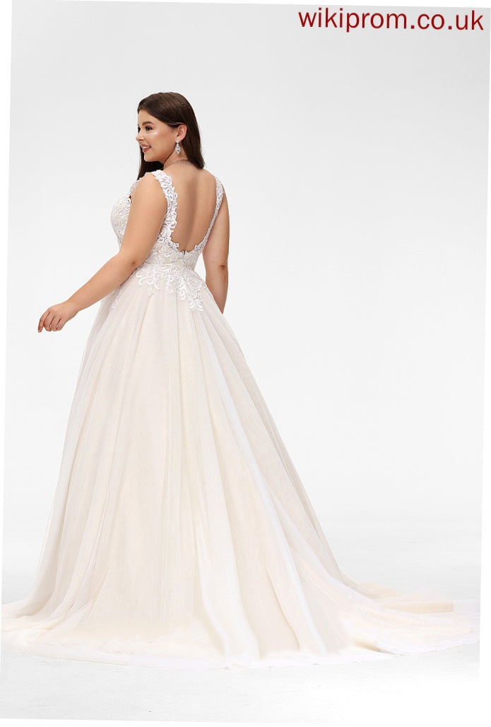 Tulle Train Dress Wedding Dresses Sloane Wedding Ball-Gown/Princess Lace V-neck Court