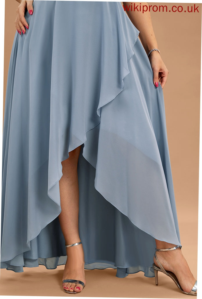 Chiffon A-Line Rosalind Prom Dresses V-neck Asymmetrical