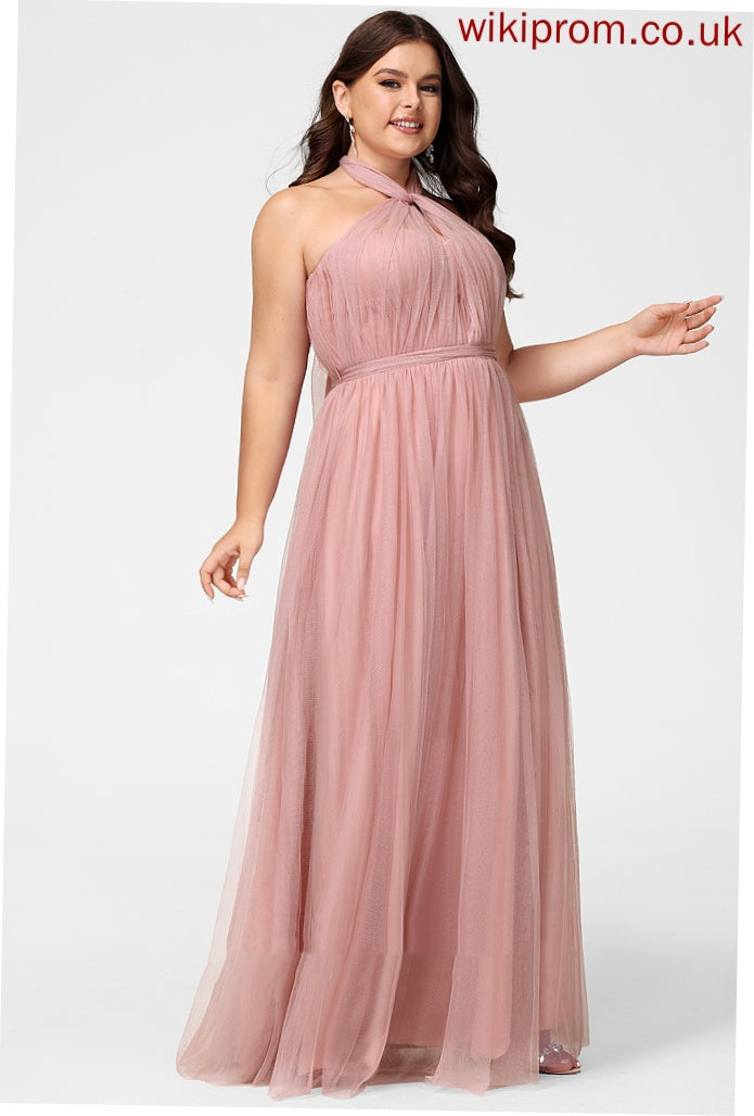 Tulle Silhouette One-Shoulder Off-the-Shoulder Neckline Floor-Length Fabric A-Line Straps Length V-neck Carlie Bridesmaid Dresses