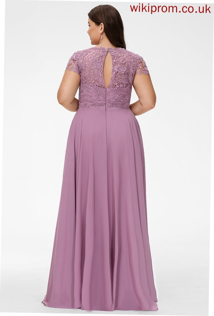 Floor-Length Prom Dresses A-Line Scoop Lace Kathryn Chiffon