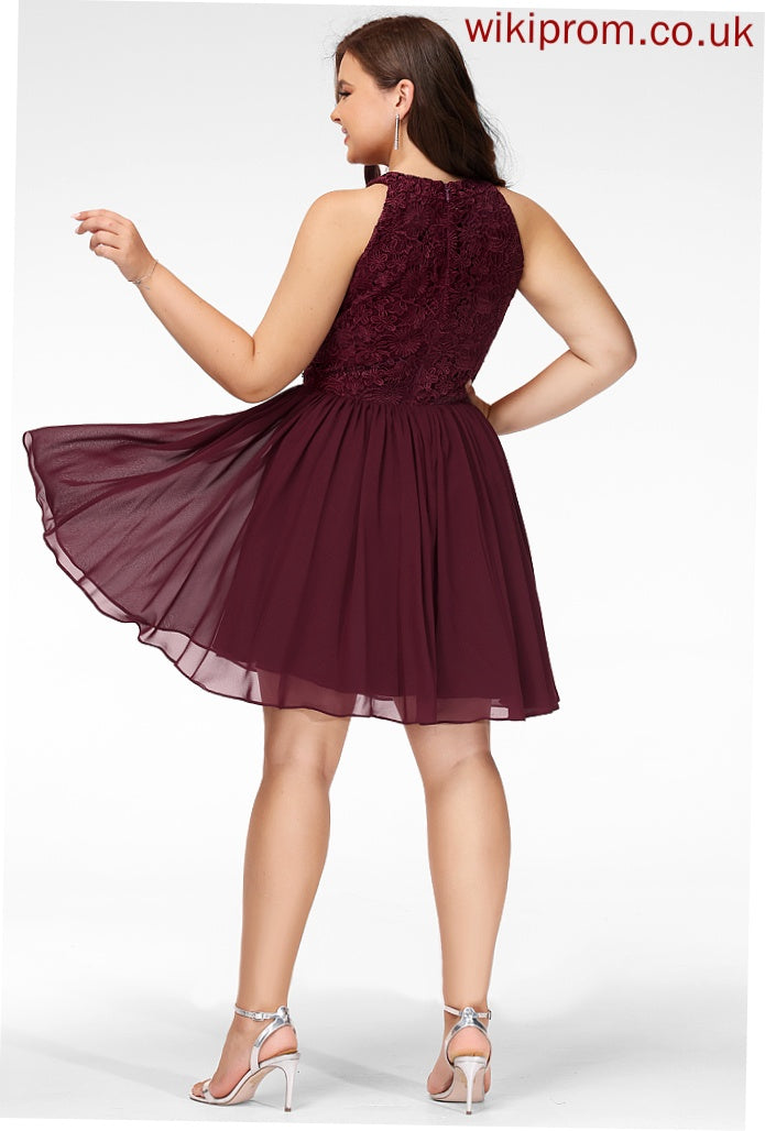 Scoop Short/Mini Lace Chiffon Skylar A-Line Prom Dresses