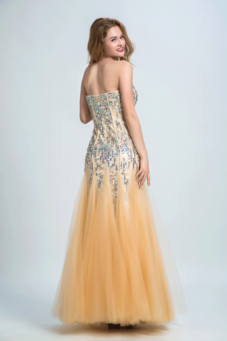 Prom Dresses Sweetheart Mermaid Tulle With Beading