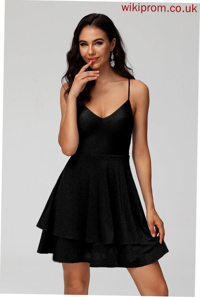 Sequins V-neck Homecoming Dress A-Line Salma With Short/Mini Homecoming Dresses Jersey