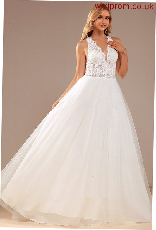 Tulle Lace Lace Sequins V-neck Wedding Dresses Mia Court Wedding Ball-Gown/Princess Dress Train With