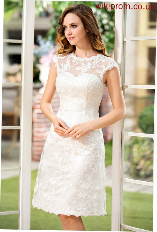 A-Line Lace Wedding Anahi Knee-Length Satin Wedding Dresses Dress