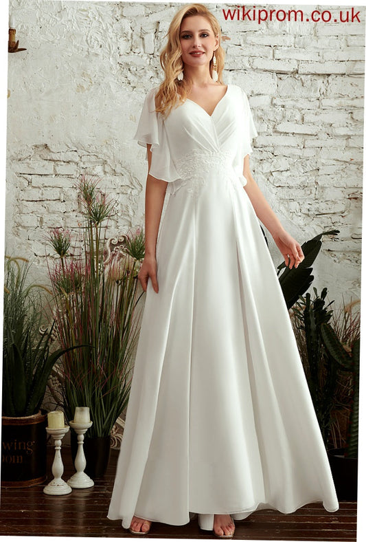 Wedding Dresses Wedding Chiffon Dress Lace A-Line Floor-Length Lillian V-neck