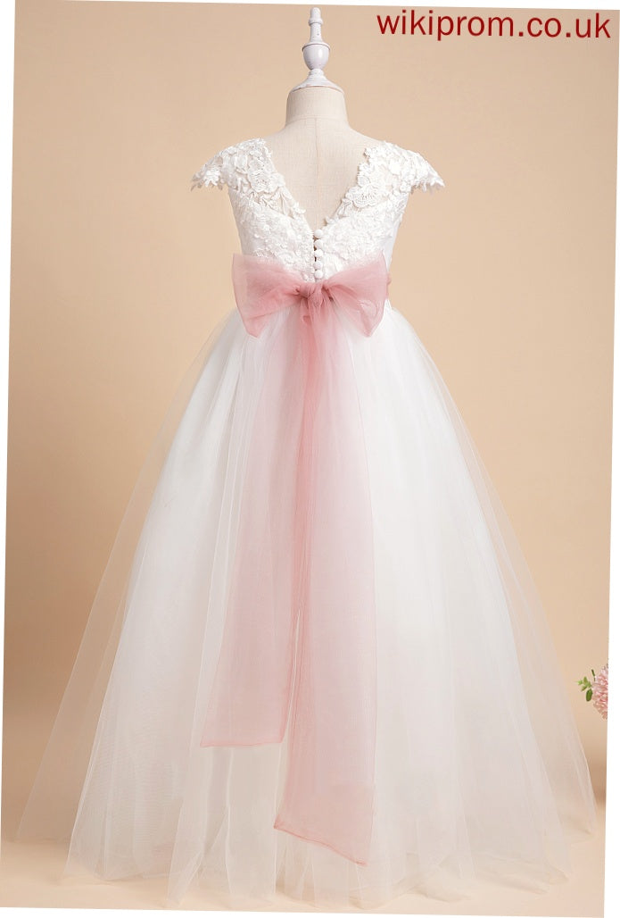 Sleeveless Floor-length Ball-Gown/Princess Scoop Girl Neck With Lace Flower Girl Dresses Flower Dress Kendall Lace/Sash -