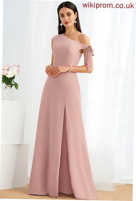 Length Fabric Bow(s) One-Shoulder Neckline A-Line Silhouette Floor-Length Embellishment Briley Bridesmaid Dresses