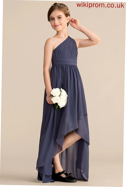 Asymmetrical Ruffle A-Line One-Shoulder Chiffon Jessica Junior Bridesmaid Dresses With