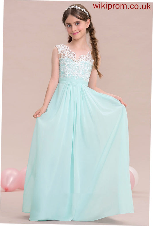 Chiffon Floor-Length V-neck Junior Bridesmaid Dresses A-Line Rihanna