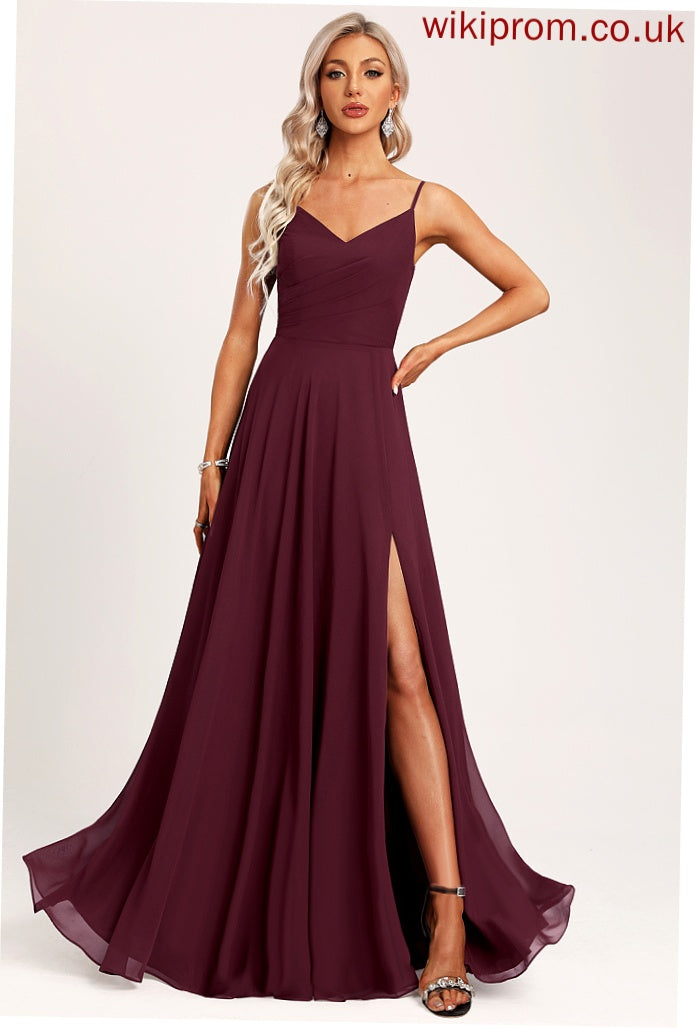 V-neck Neckline Straps&Sleeves A-Line Length Fabric Floor-Length Silhouette Kelsie Bridesmaid Dresses