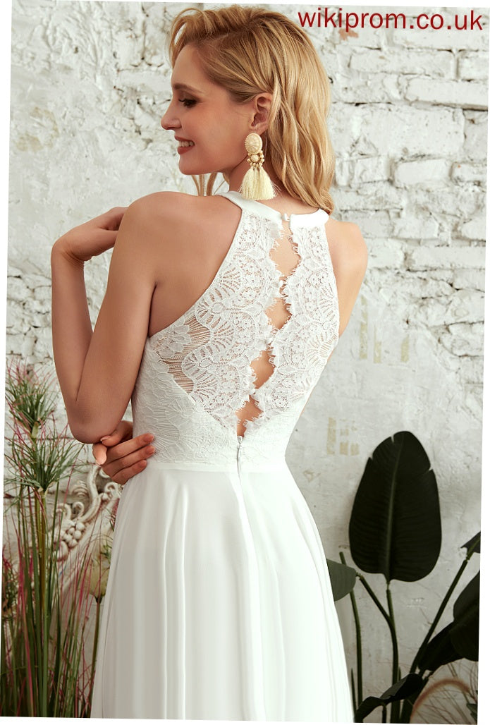 Chiffon Londyn Dress Wedding Dresses A-Line Scoop Wedding Floor-Length Lace