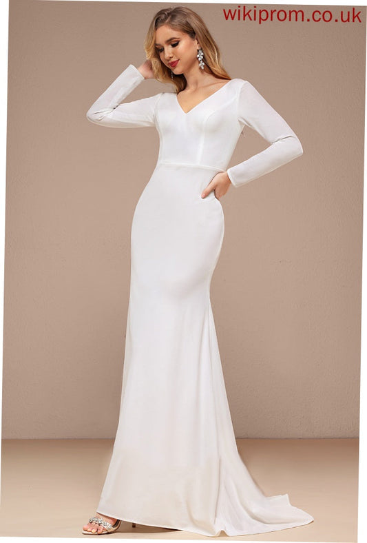 Kira A-Line Wedding V-neck Wedding Dresses Chiffon Sweep Train Dress