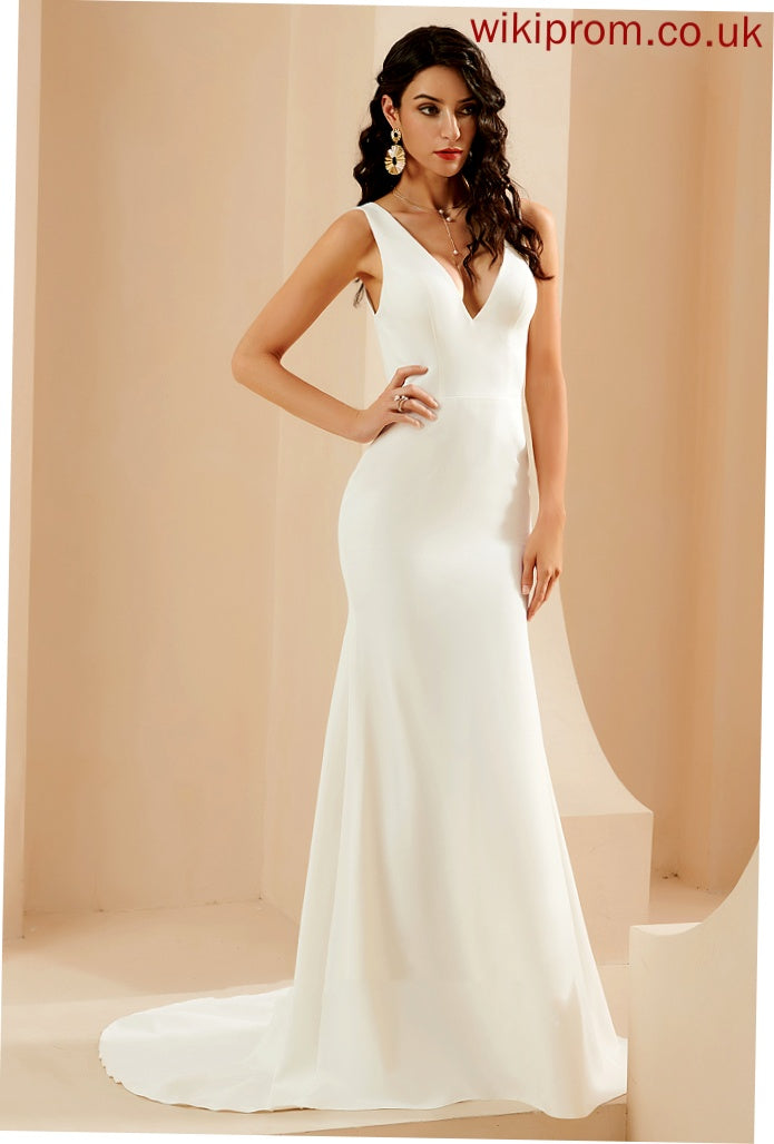 Dress Stretch Crepe Wedding Dresses Wedding Court Train Mikaela Trumpet/Mermaid V-neck