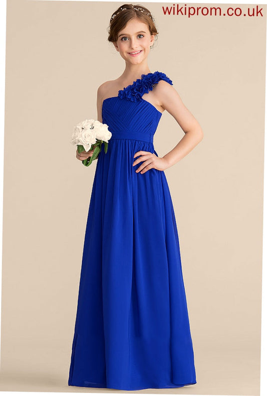 Flower(s) With Kamryn A-Line Chiffon One-Shoulder Ruffle Floor-Length Junior Bridesmaid Dresses