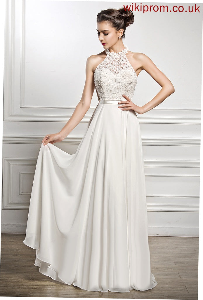 Dress Chiffon Lace Wedding Lola Sequins Beading With A-Line Floor-Length Wedding Dresses