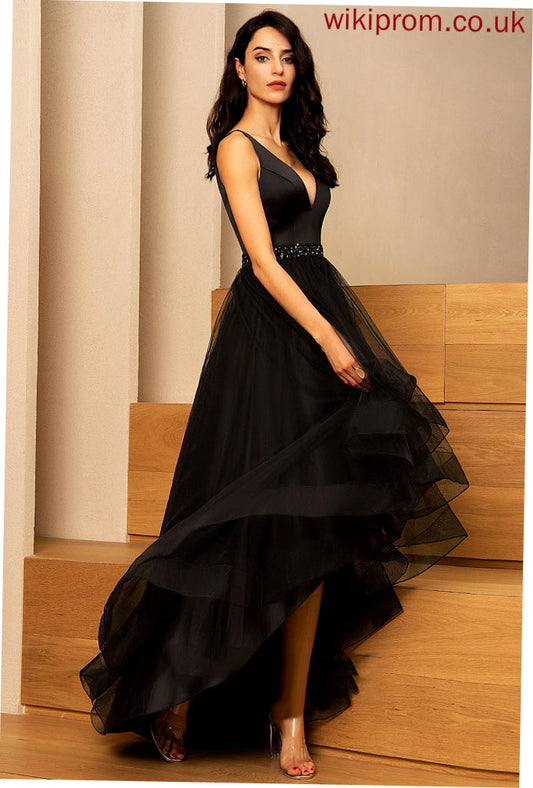 V-neck Dress Homecoming Homecoming Dresses With Tulle Beading Jill A-Line Asymmetrical