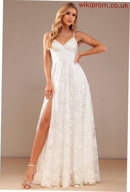 V-neck A-Line Lace Floor-Length Shea Dress Wedding Dresses Wedding