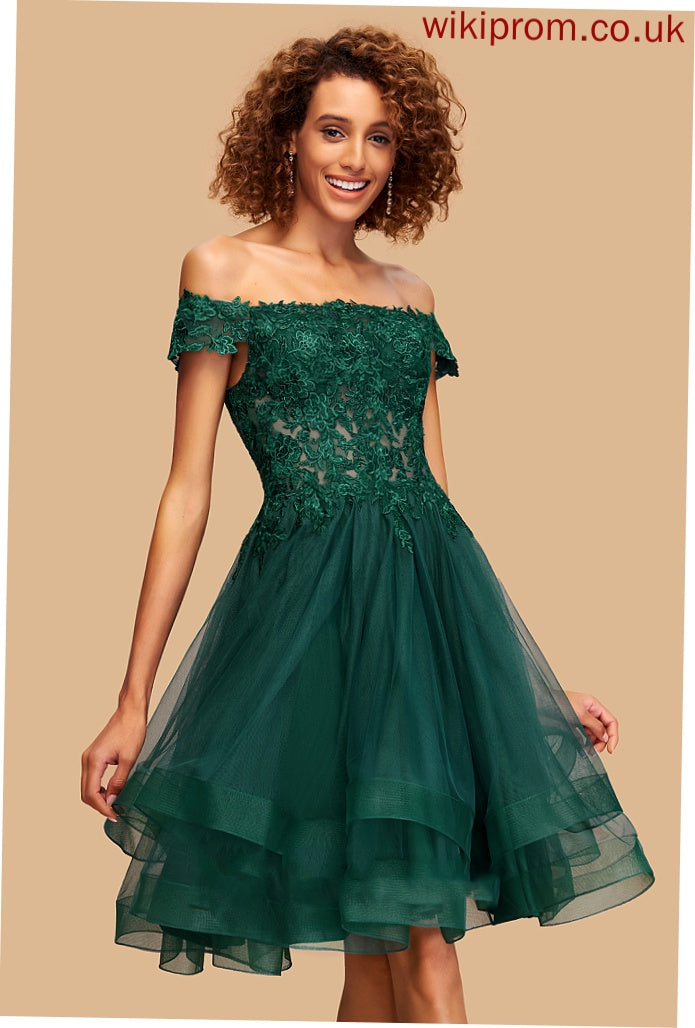 Tulle Alissa Homecoming Dresses Knee-Length With Homecoming Dress A-Line Lace Off-the-Shoulder