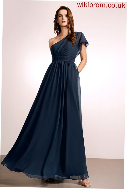 A-Line Embellishment Fabric Floor-Length Neckline Length One-Shoulder Ruffle Silhouette Nia Bridesmaid Dresses