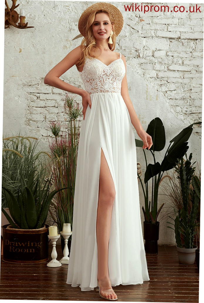 V-neck Dress Floor-Length A-Line Chiffon With Beading Wedding Dresses Wedding Lace Sierra