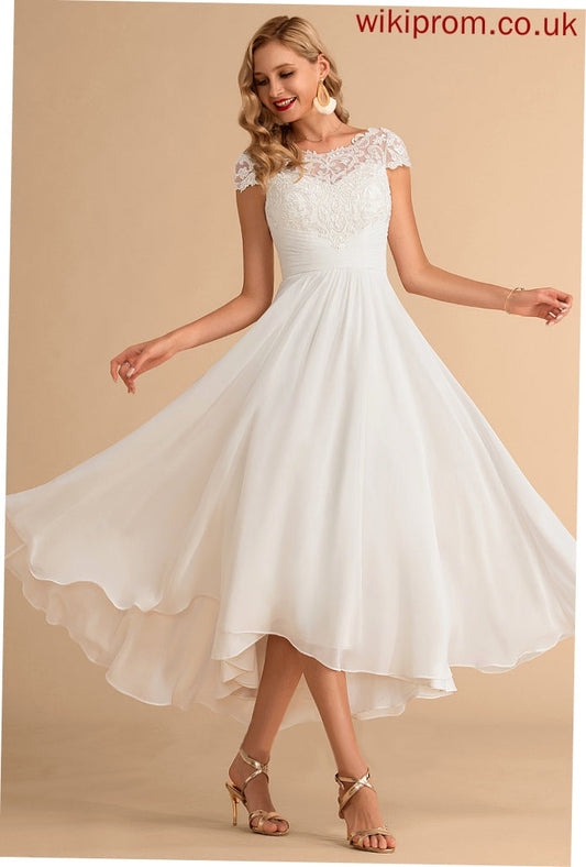 Asymmetrical Lace Elaina Wedding Dresses Chiffon Scoop Dress Wedding A-Line