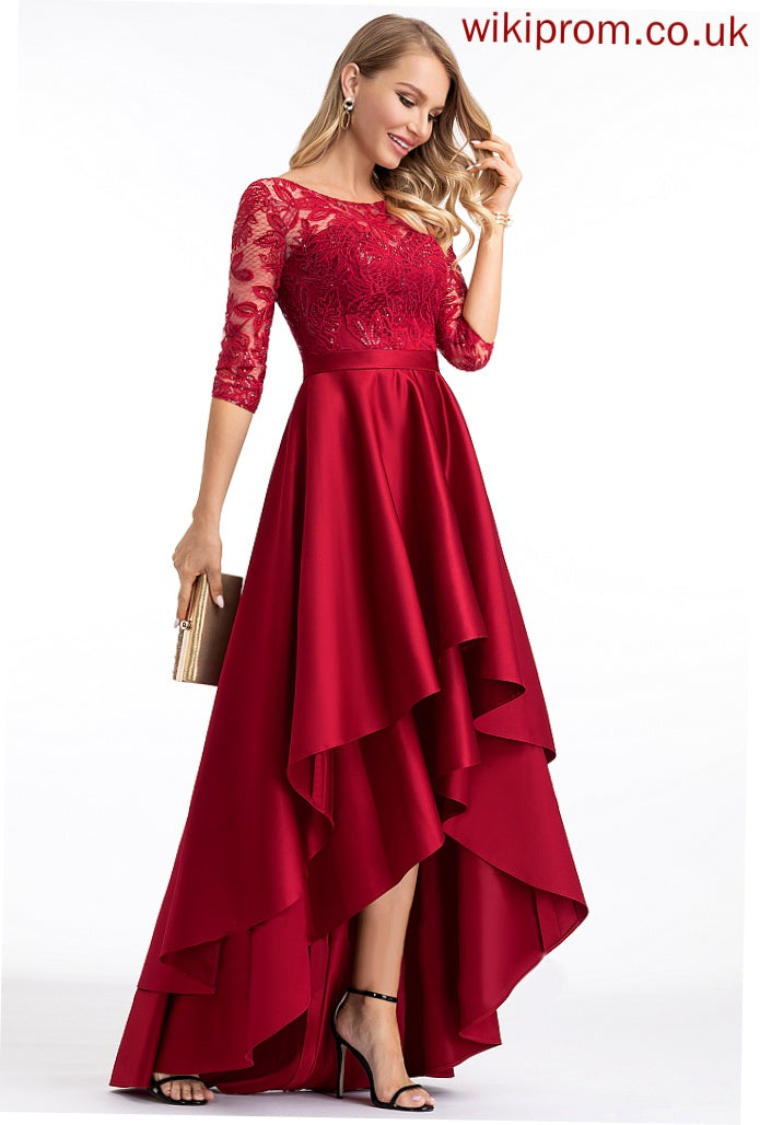 A-line Formal Dresses Dresses Round Neck Satin Gloria