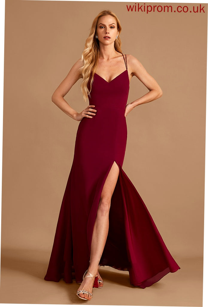 Embellishment Silhouette V-neck Length Floor-Length Fabric Neckline Trumpet/Mermaid SplitFront Kay Floor Length Natural Waist Bridesmaid Dresses