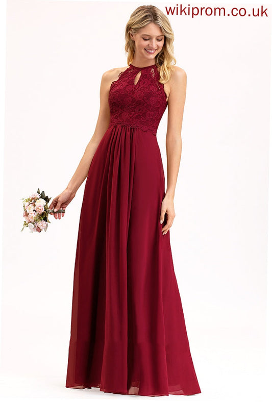 Lace Chiffon Scoop Angie A-Line Prom Dresses Floor-Length