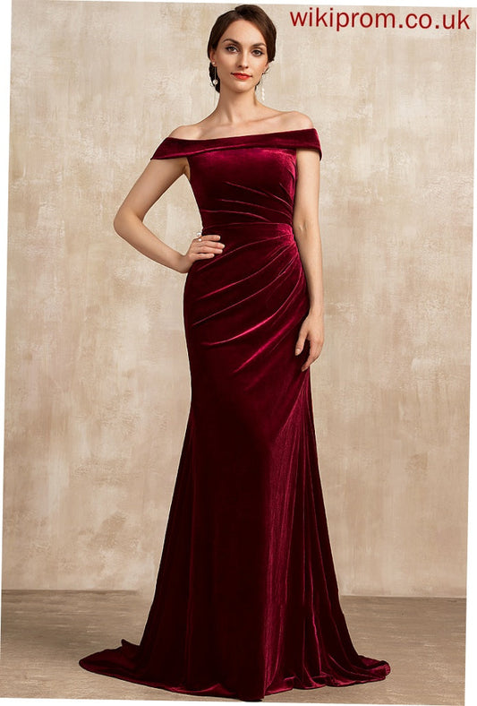 Velvet of Mother of the Bride Dresses Dress Bride Train Ruffle Autumn Sweep the Off-the-Shoulder With Mother Trumpet/Mermaid