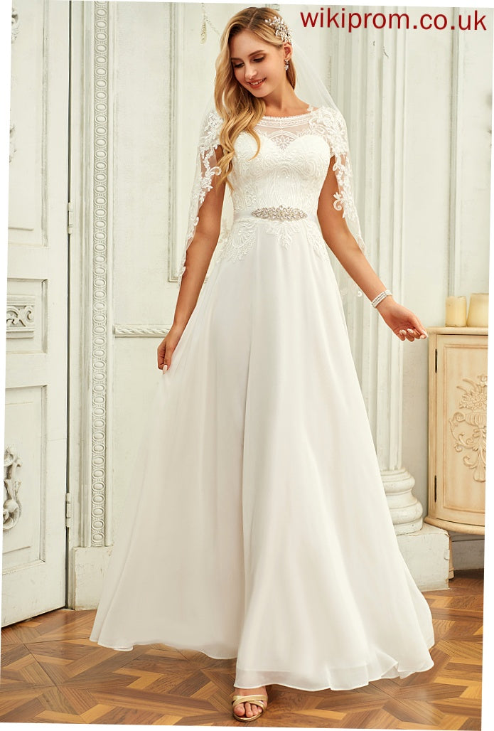 Abbie Lace Scoop With Dress Wedding Dresses Wedding Sequins Floor-Length Chiffon