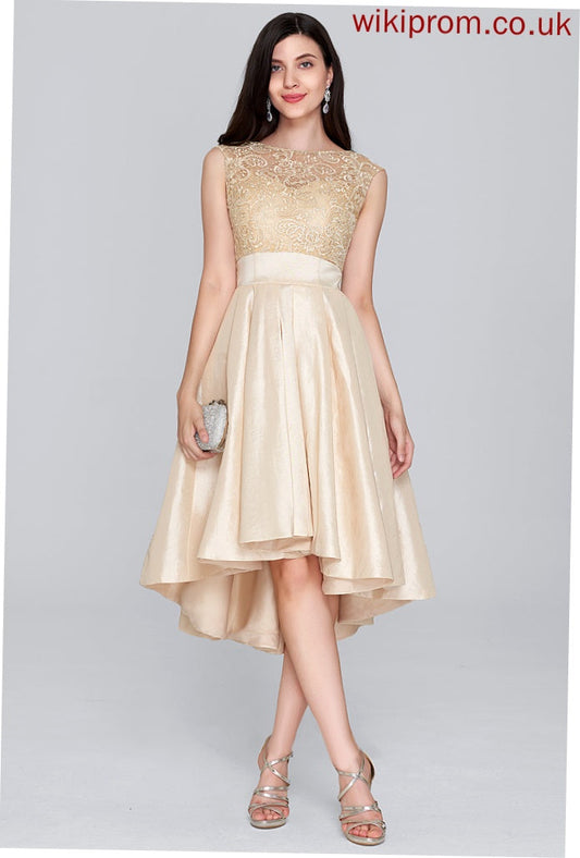 Scoop Asymmetrical With Abby Taffeta Dress A-Line Lace Neck Homecoming Dresses Homecoming