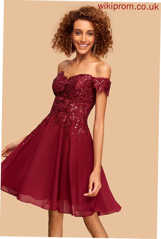 Dress A-Line Sequins Chiffon Short/Mini Off-the-Shoulder Homecoming Karla Homecoming Dresses Lace With