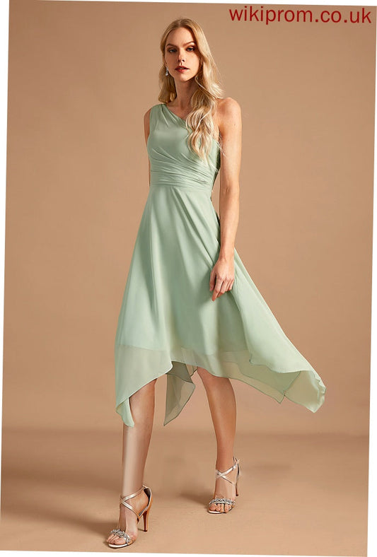 Neckline One-Shoulder A-Line Asymmetrical Embellishment Silhouette Length Fabric Ruffle Corinne Bridesmaid Dresses