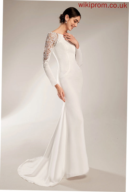 Court Neck Lace Scoop With Chiffon Trumpet/Mermaid Wedding Dresses Dress Wedding Cloe Train