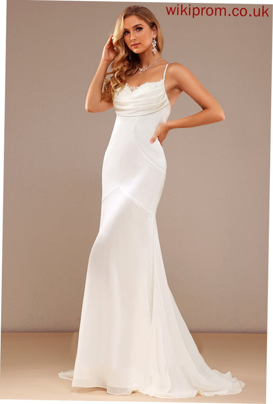 V-neck Viviana Chiffon Trumpet/Mermaid Wedding Dresses Train Sweep Lace Dress With Wedding