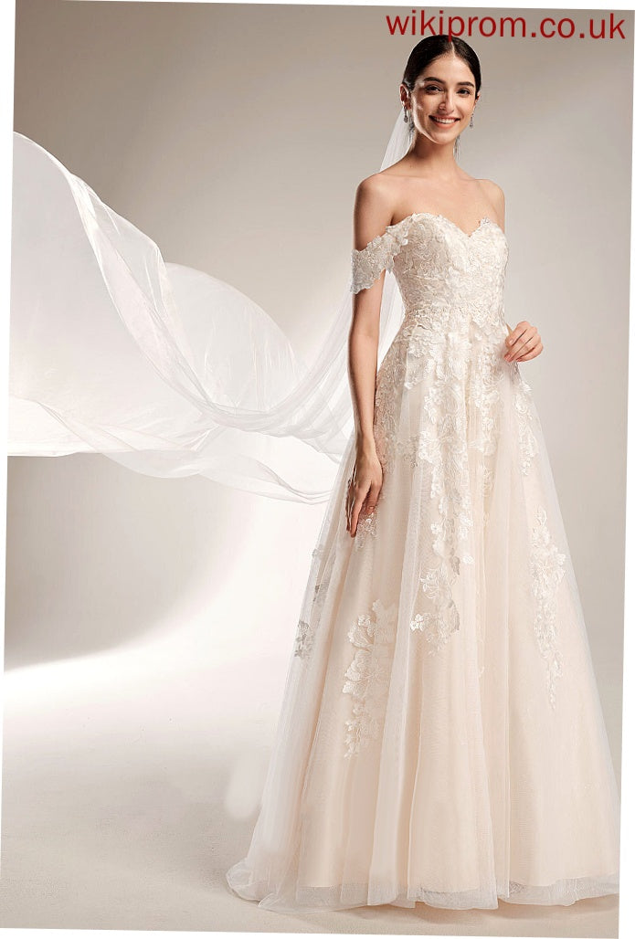 Abril Tulle Train Off-the-Shoulder Wedding Dresses Dress Chapel Ball-Gown/Princess Lace Wedding