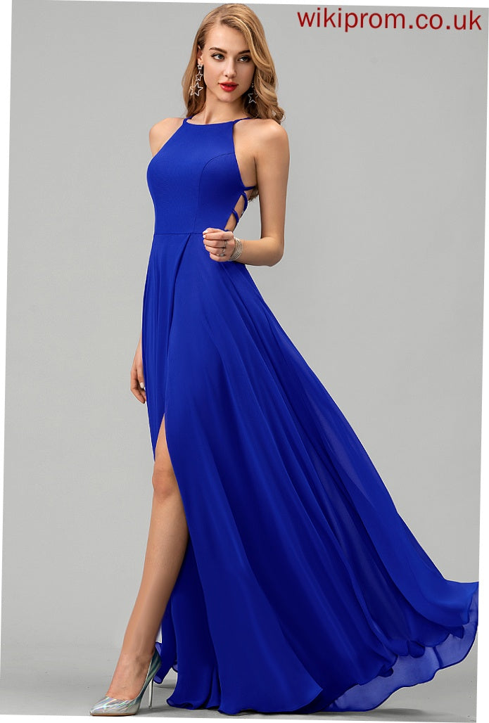 Chiffon Scoop Helga A-Line Prom Dresses Floor-Length