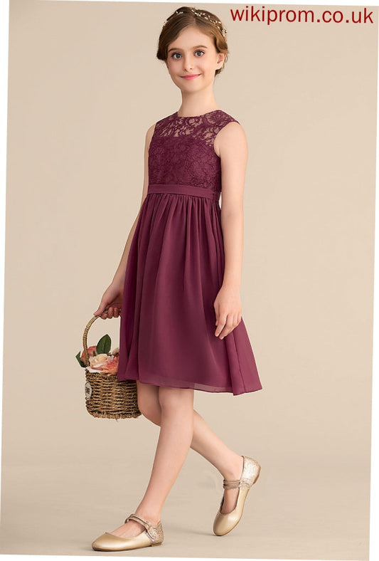 A-LineScoopNeckKnee-LengthChiffonLaceJuniorBridesmaidDress#165020 Bria Junior Bridesmaid Dresses