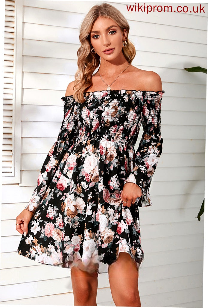 Chiffon Sleeves Club Dresses Shoulder Long Mini the Off A-line Vacation Lois Dresses