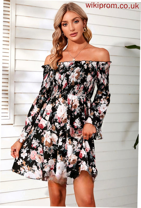 Chiffon Sleeves Club Dresses Shoulder Long Mini the Off A-line Vacation Lois Dresses