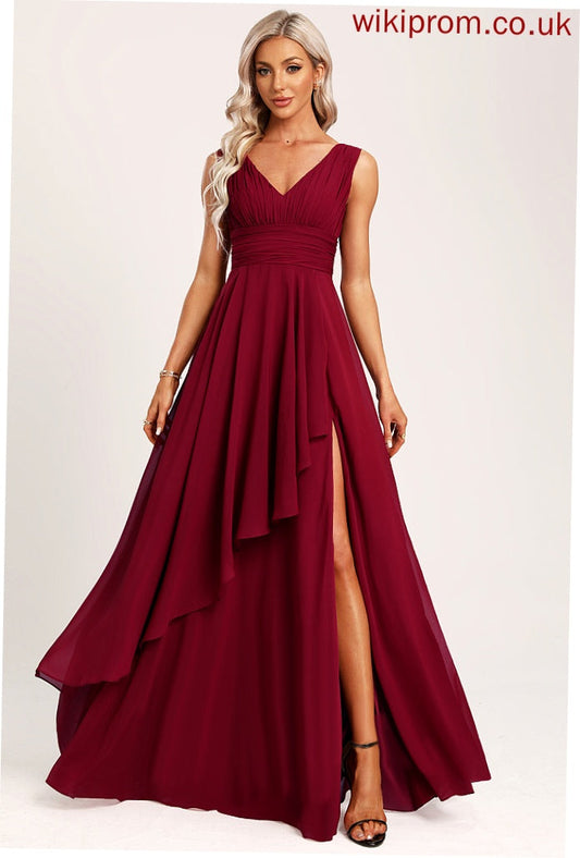 Silhouette Length Embellishment Neckline V-neck A-Line Ruffle Fabric Floor-Length Ayanna Bridesmaid Dresses