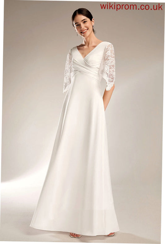 Wedding Chiffon Lace Sheath/Column V-neck With Wedding Dresses Dress Floor-Length Rylee