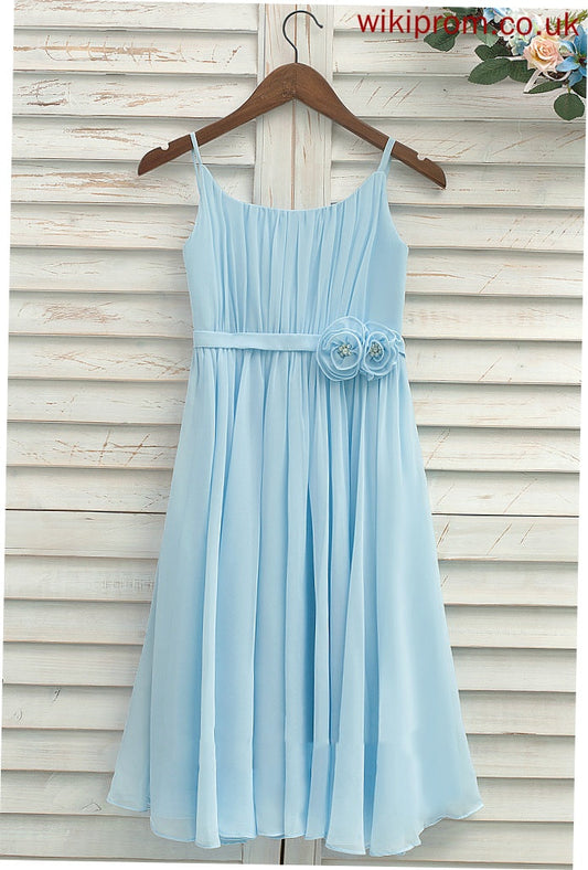 Girl A-Line/Princess With Pleated - Tea-length Chiffon Flower Sleeveless Rayna Straps Flower Girl Dresses Dress