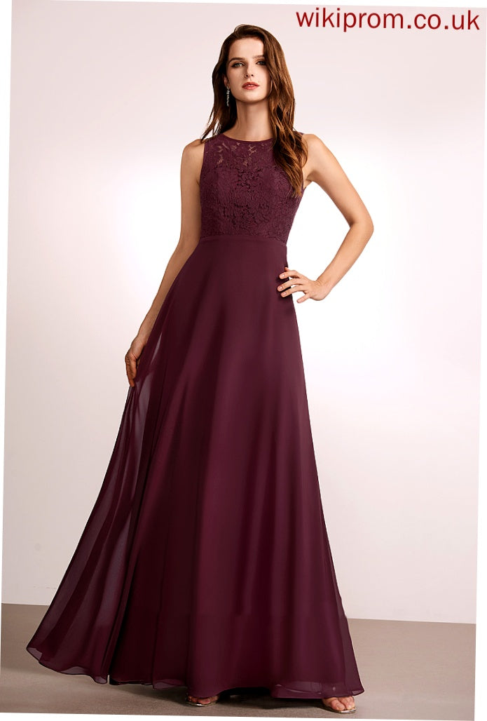 RegularStraps Floor-Length Fabric Silhouette Straps Sleeve Length A-Line Lace Iris Satin Natural Waist Bridesmaid Dresses