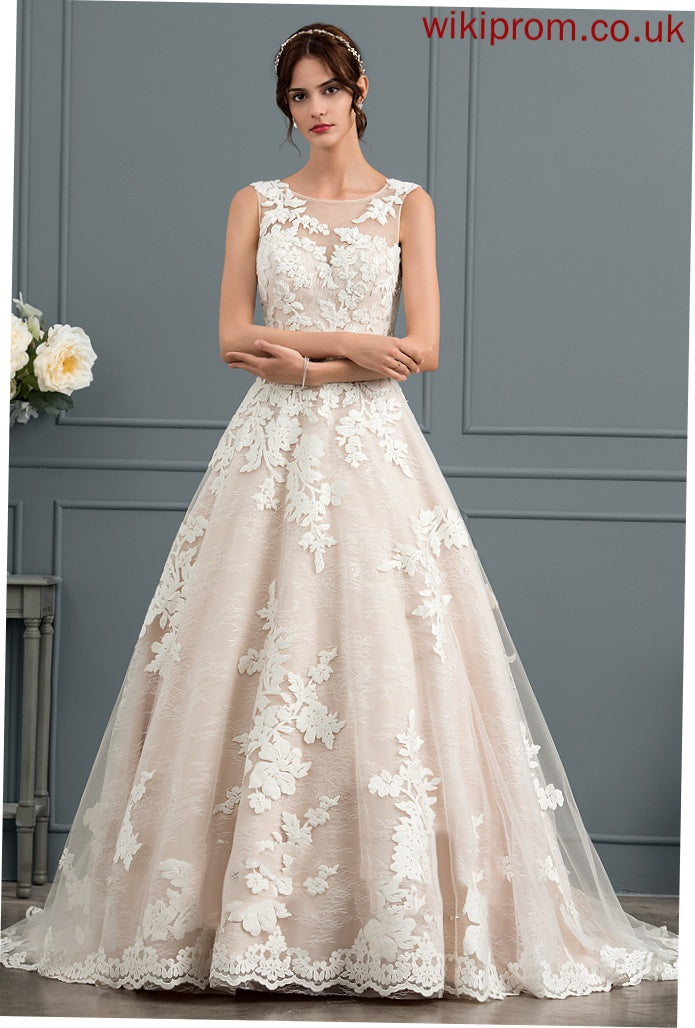 Court Nora Lace With Ball-Gown/Princess Wedding Dresses Tulle Beading Wedding Sequins Dress Train Illusion