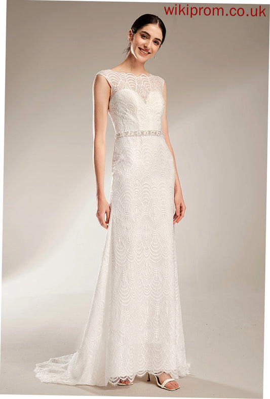 Sequins Wedding Beading Lace With Dress Court Jayla Neck Train Scoop Wedding Dresses Sheath/Column