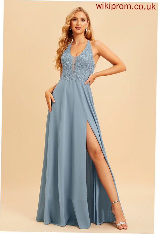 Embellishment Length Fabric A-Line Neckline Lace Silhouette Floor-Length SplitFront V-neck Jaycee Floor Length Bridesmaid Dresses