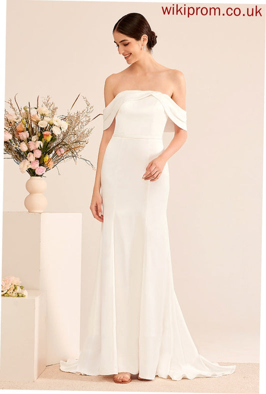 Wedding Dresses Dress Sweep Trumpet/Mermaid Wedding Ruffle Tia With Satin Train Off-the-Shoulder